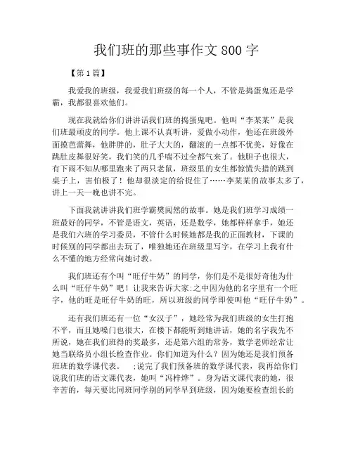 我们班的那些事作文800字