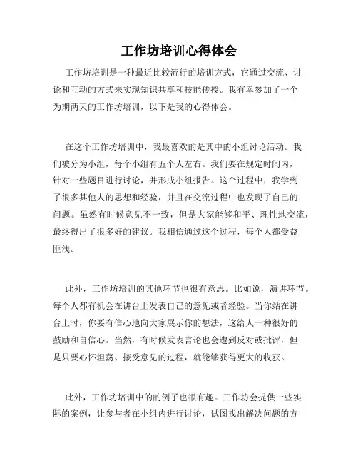 工作坊培训心得体会