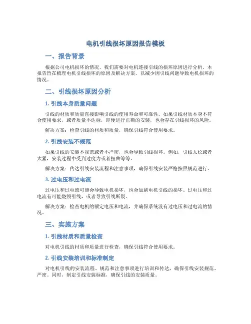 电机引线损坏原因报告模板