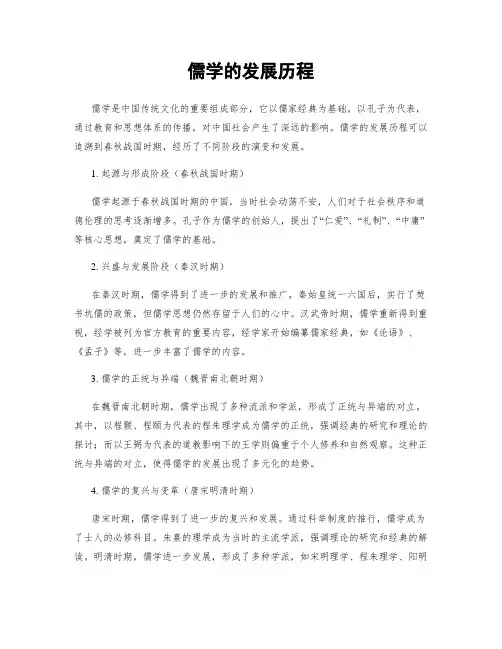 儒学的发展历程