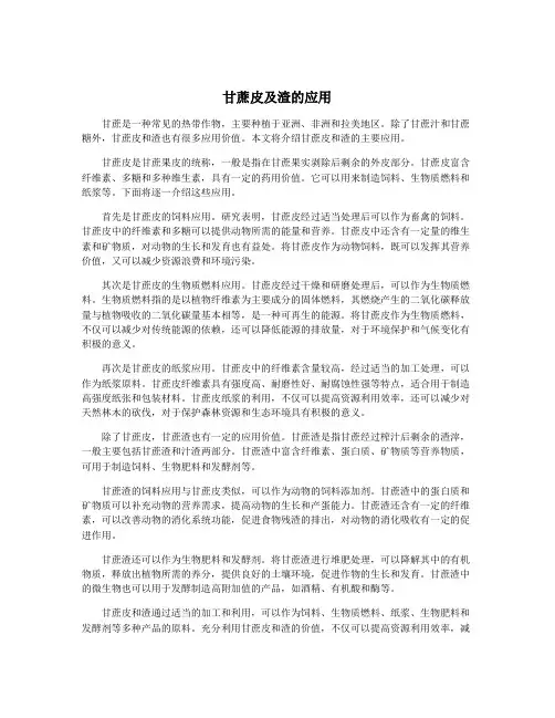 甘蔗皮及渣的应用