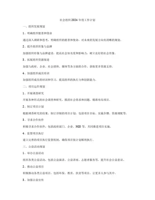 社会组织2024年度工作计划