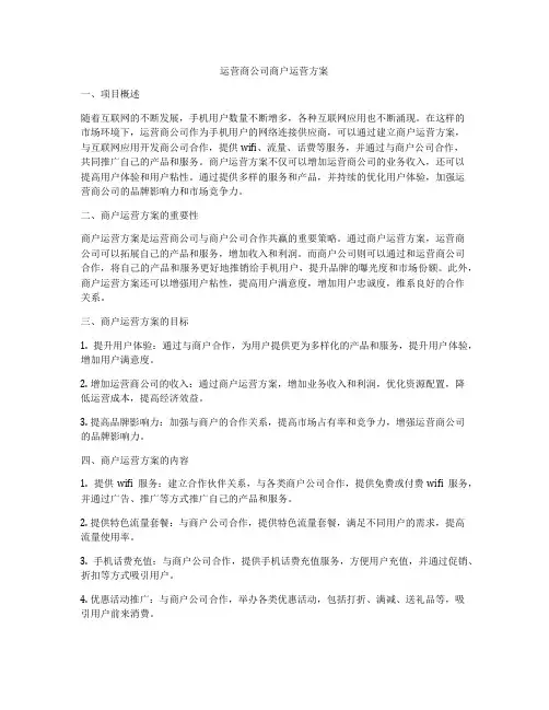 运营商公司商户运营方案