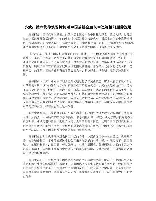 小武：第六代导演贾樟柯对中国后社会主义中边缘性问题的沉思