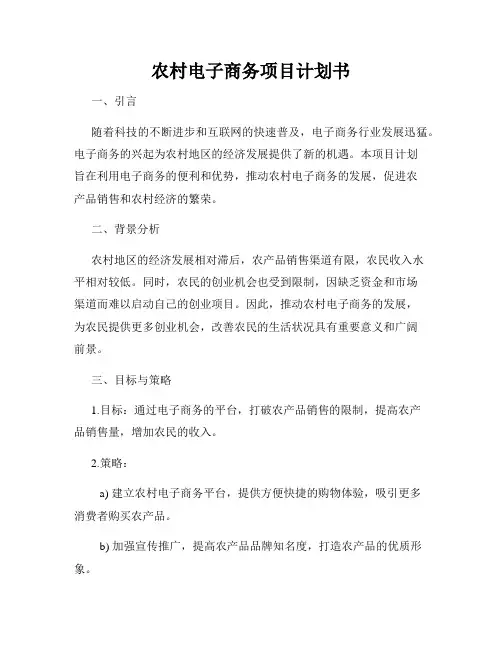农村电子商务项目计划书