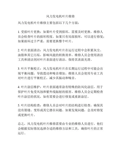 风力发电机叶片维修