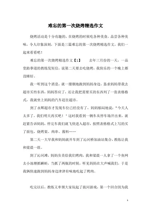 难忘的第一次烧烤精选作文