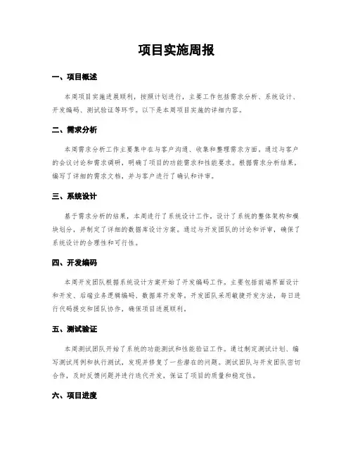 项目实施周报