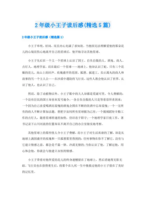 2年级小王子读后感(精选5篇)