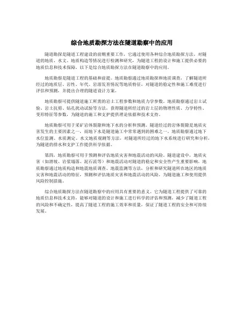 综合地质勘探方法在隧道勘察中的应用
