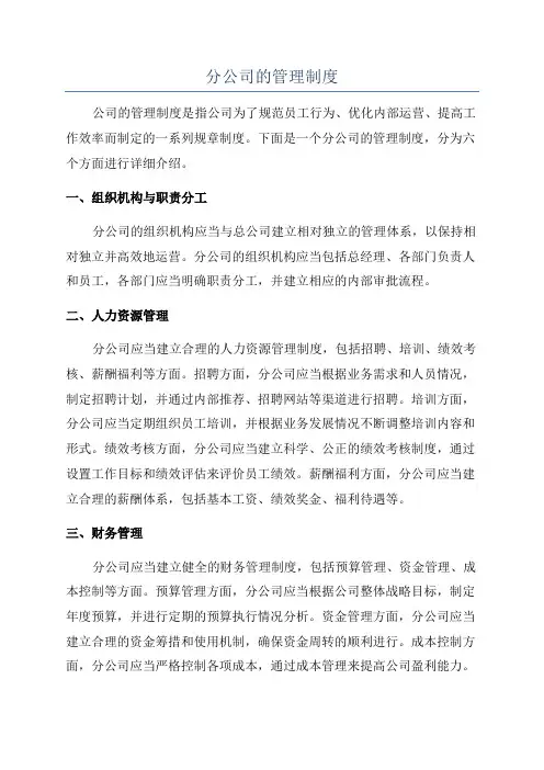 分公司的管理制度