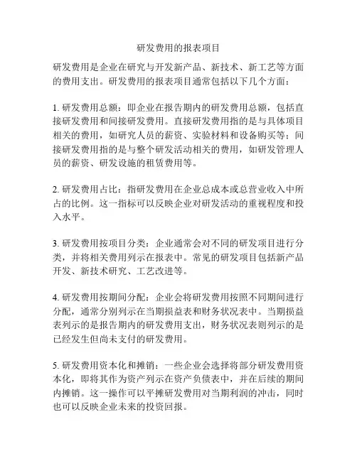 研发费用的报表项目