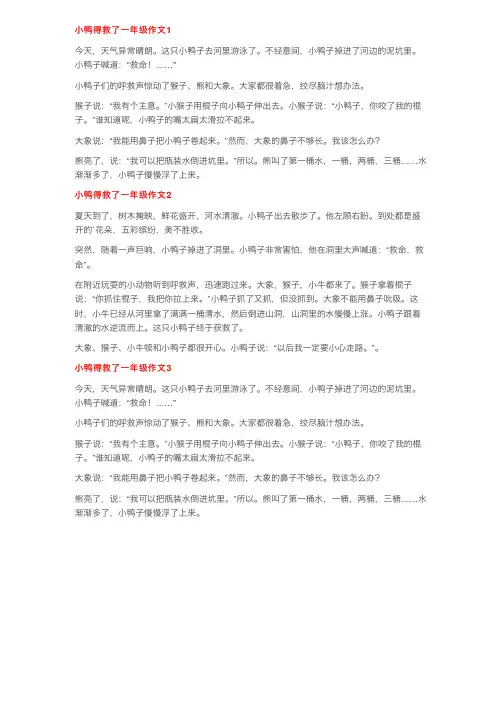 小鸭得救了一年级作文