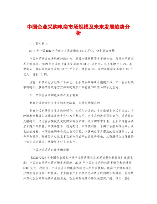 中国企业采购电商市场规模及未来发展趋势分析