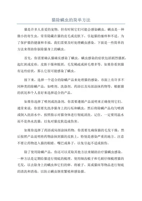 猫除螨虫的简单方法