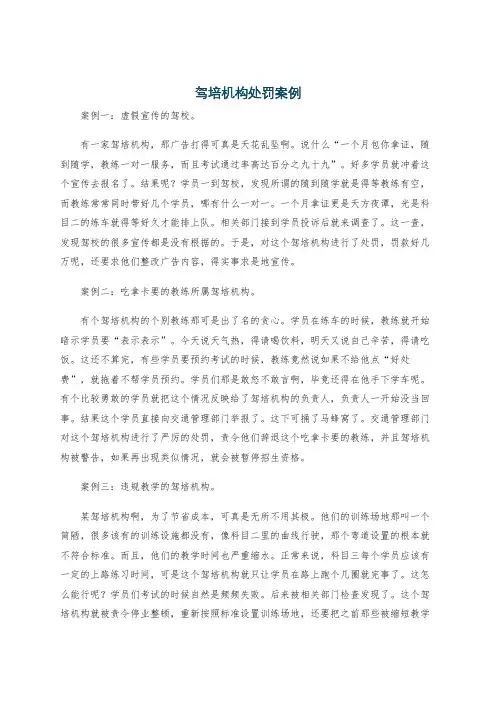 驾培机构处罚案例