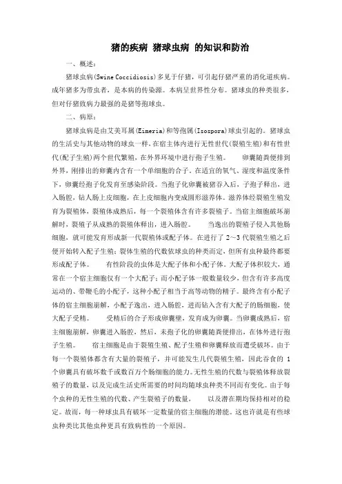 猪的疾病 猪球虫病 的知识和防治