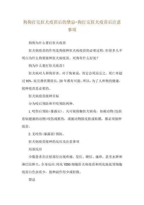 狗狗打完狂犬疫苗后的禁忌-狗打完狂犬疫苗后注意事项