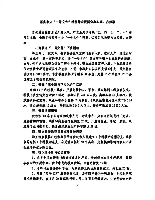 落实中央“一号文件”精神为农民群众办实事、办好事【精选文档】