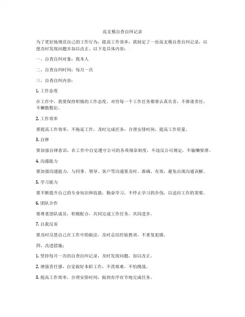 高支模自查自纠记录