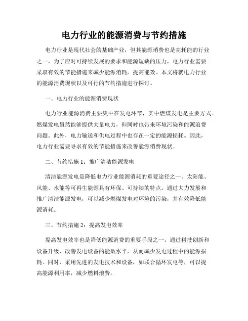 电力行业的能源消费与节约措施