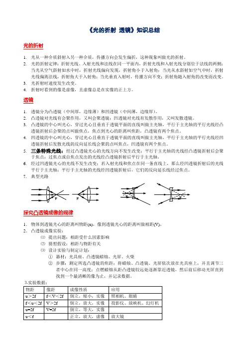 4《光的折射 透镜》知识总结