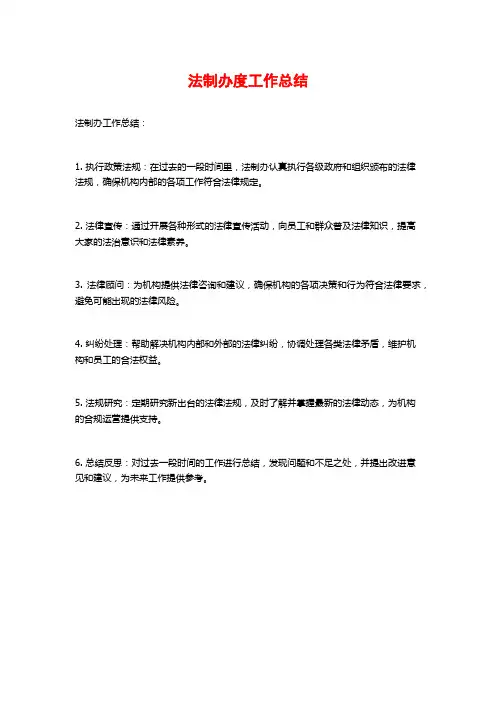 法制办度工作总结