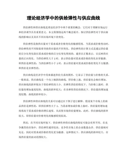 理论经济学中的供给弹性与供应曲线