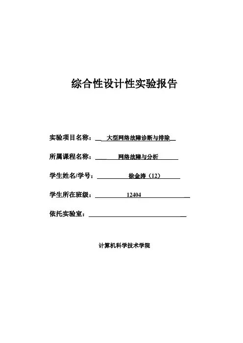 综合设计性实验报告-网络故障与分析大型网络故障诊断与排除
