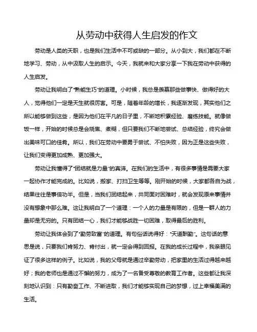 从劳动中获得人生启发的作文