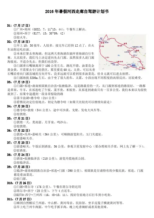 河西走廊游攻略