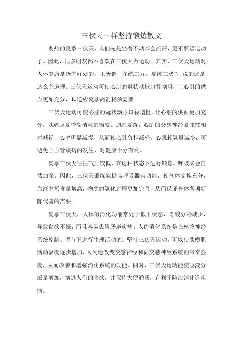 三伏天一样坚持锻炼散文