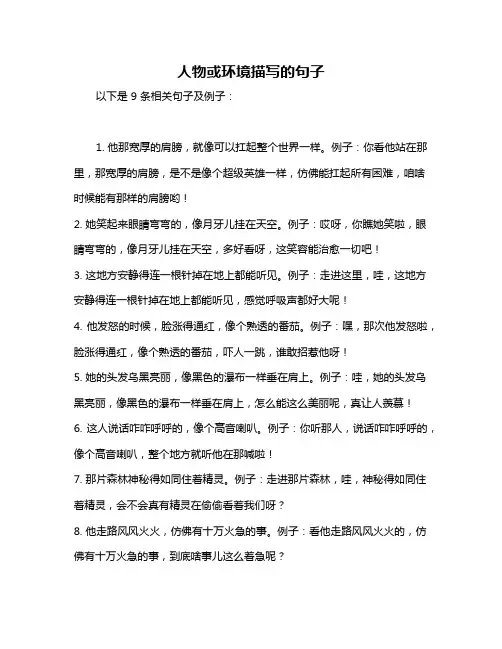 人物或环境描写的句子