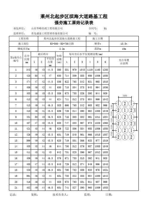 强夯施工原始记录表 