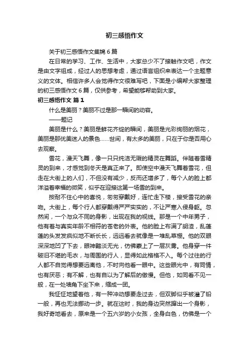 关于初三感悟作文集锦6篇