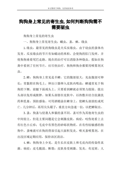 狗狗身上常见的寄生虫,如何判断狗狗需不需要驱虫