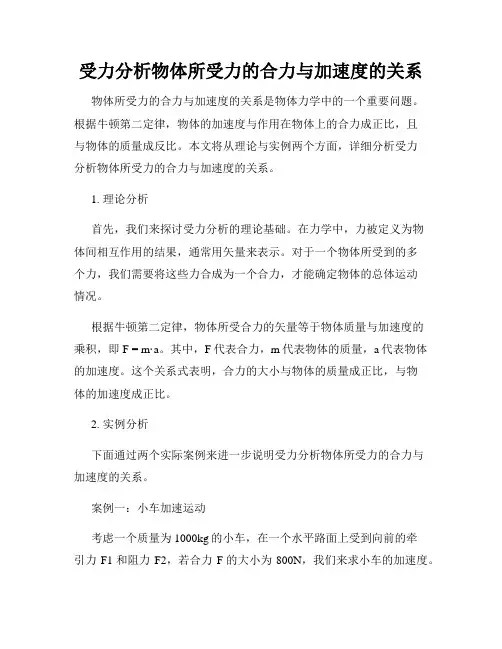 受力分析物体所受力的合力与加速度的关系