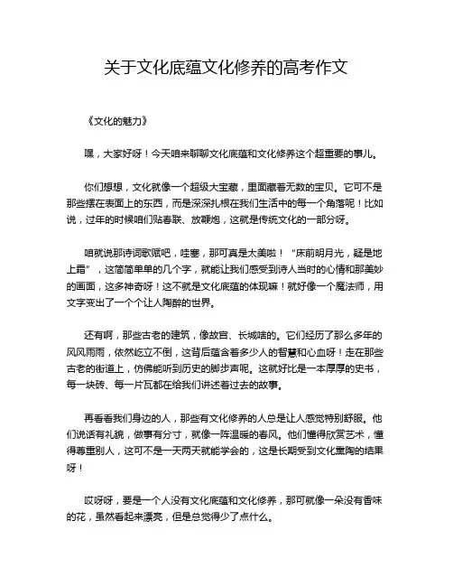 关于文化底蕴文化修养的高考作文