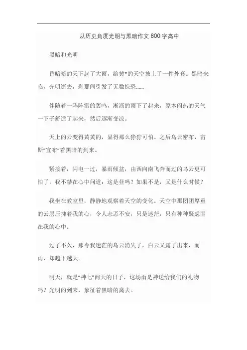 从历史角度光明与黑暗作文800字高中