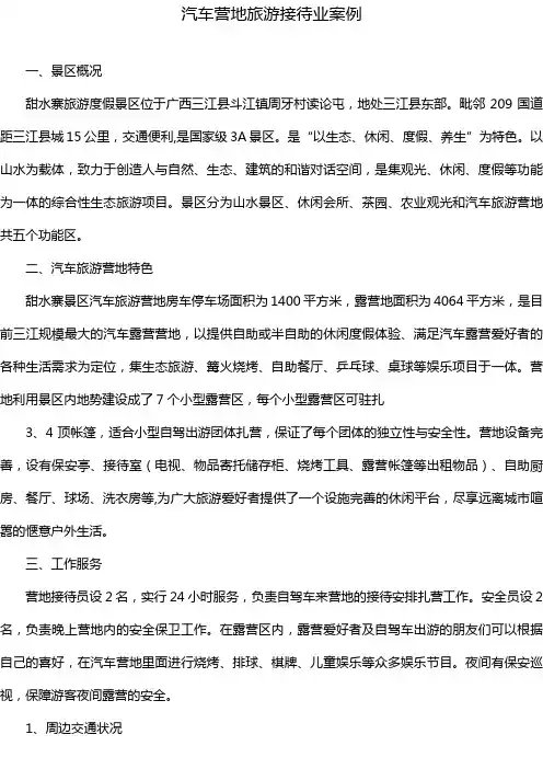 汽车营地旅游接待业案例
