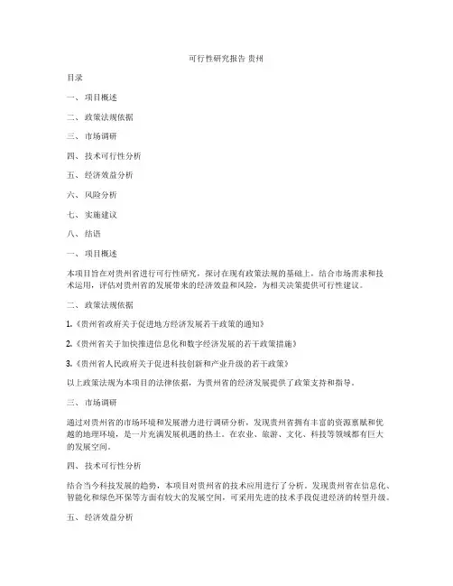 可行性研究报告 贵州