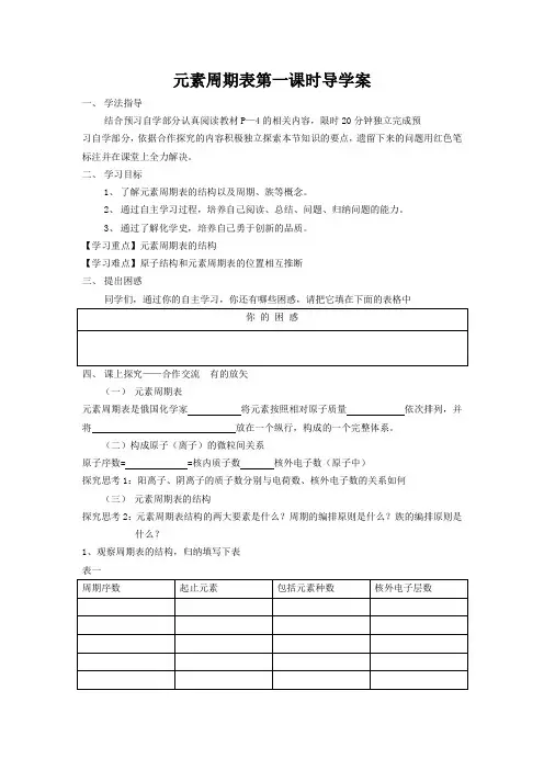 元素周期表导学案