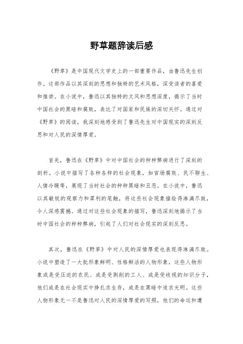 野草题辞读后感