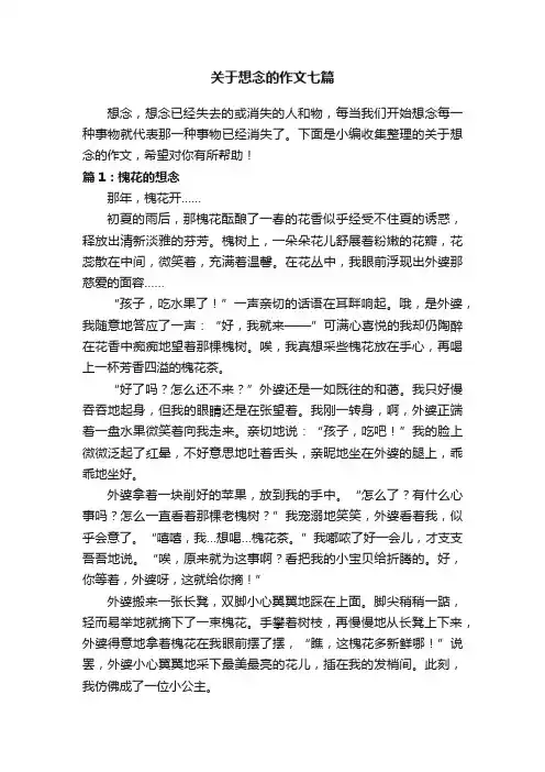 关于想念的作文七篇