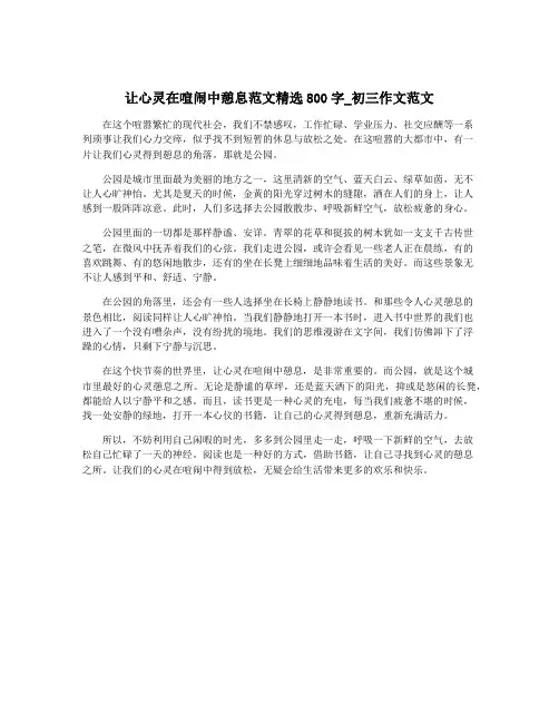 让心灵在喧闹中憩息范文精选800字_初三作文范文