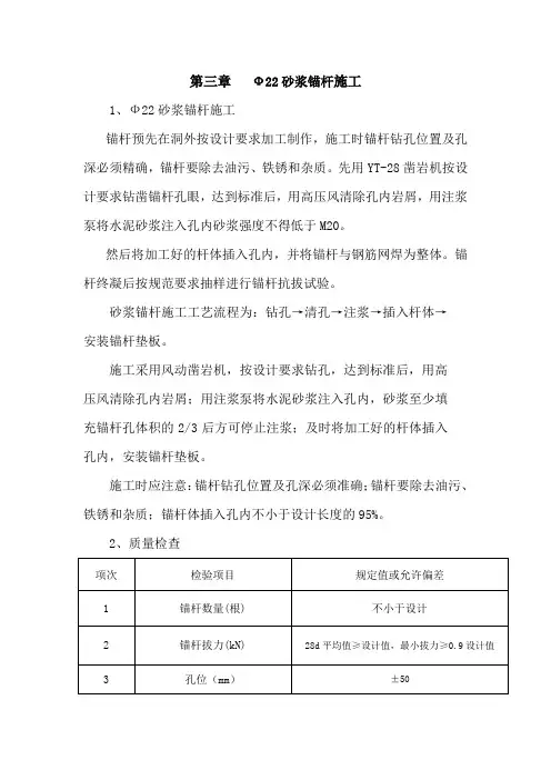 Ф22砂浆锚杆