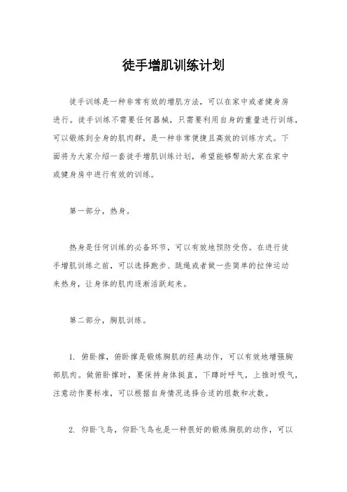 徒手增肌训练计划