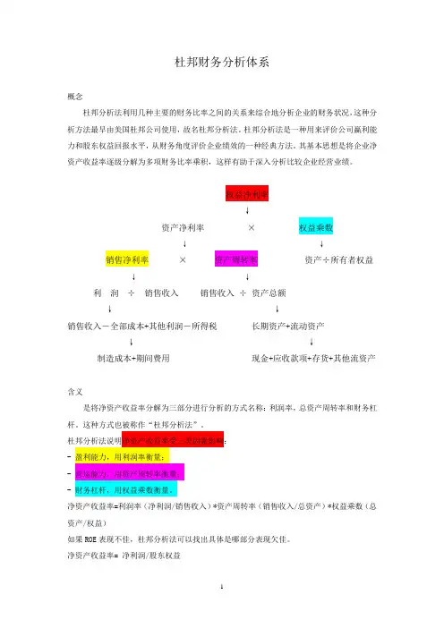 杜邦财务分析体系