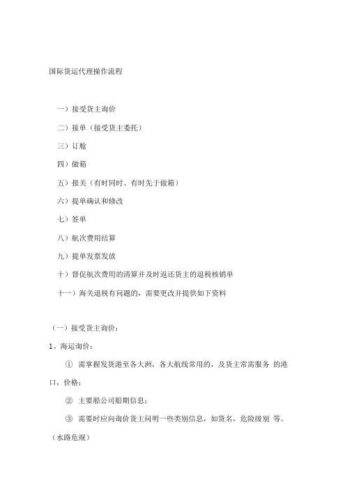 国际货运代理操作流程