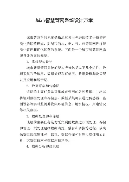 城市智慧管网系统设计方案